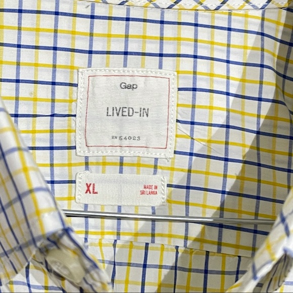 Gap Blue & Yellow Plaid Long Sleeve Button Up - Picture 4 of 5